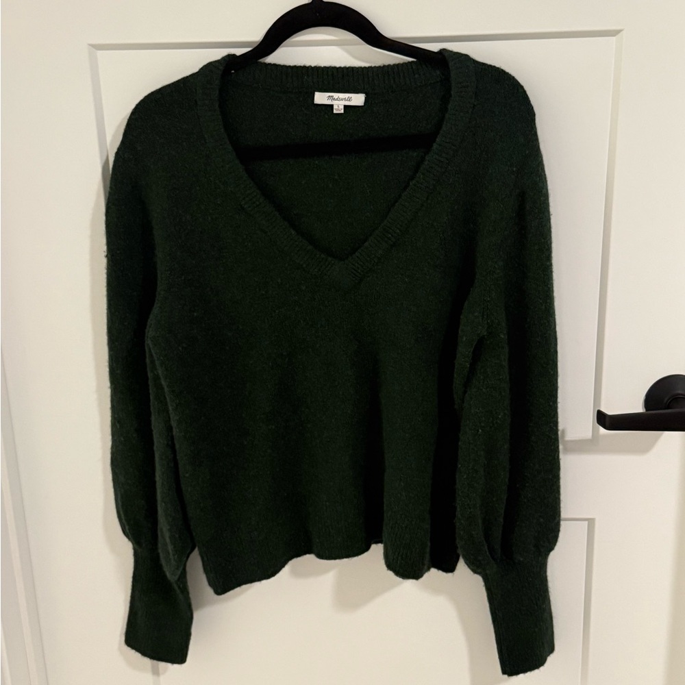Madewell Forest Green V-Neck Sweater